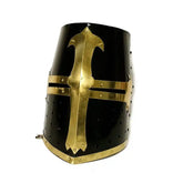 Medieval Crusader Templar Knight Black Finish Brass Helmet